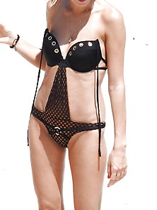 See-Through Fishnet Bikini Swimsuit Horny Blonde