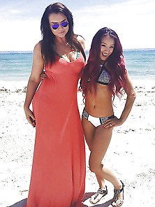Sasha Banks & Anya Beach Day In Bikinis