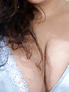 Goddess In New Sexy Sky Blue Gown And Bra.
