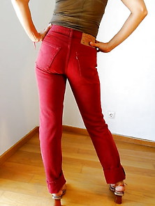 Women Wearing Red Levi's 501's Or 901's