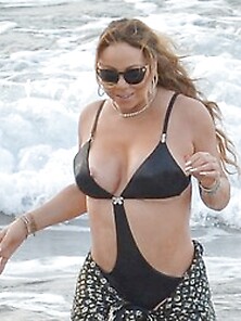 Mariah Carey Nipple Slip At A Beach In Maui,  Hawaii