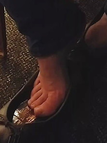 Candid Shots Of Wife In Her Silver Ballet Flats