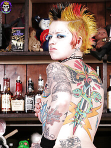 Ultra Hot Tattooed Punk Rock Babe Rachel Face Naked At The Punk