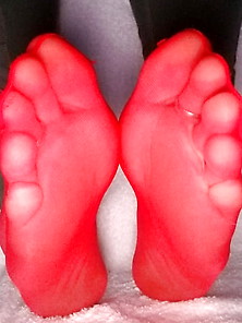 My Hot Red Nylon Feet