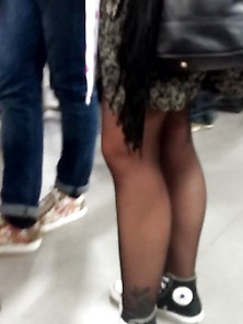 Beauty Legs With Black Stockings (Teen) Candid