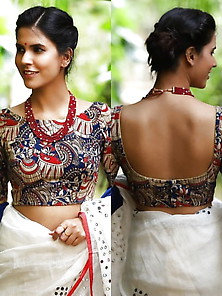 Hot Girl In Backless Saree Blouse