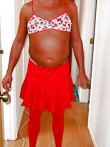 Betsy In Her Sissy Cheerleading Skirt