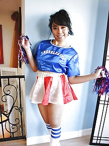 Exotic Cheerleader Instead Practicing Moves Relaxes Completely N