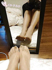 Asian Feet Wearing Stockings And Nylons
