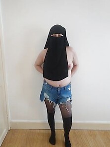 Wearing Shorts And Pantyhose In Niqab