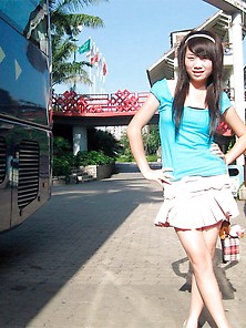 Asian Girl Visiting The City Of Shenzhen.