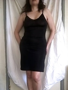 Hairy Joytwosex Stripping In Black Dress