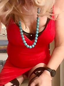 Daniela Monroetv,  Posing,  Masturbating And Cumming In A Red Dres