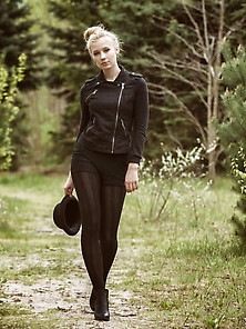 Blonde Russian Wannabe Model In Tights