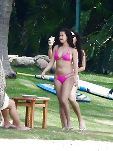 Selena Gomez Sexy Pink Bikini