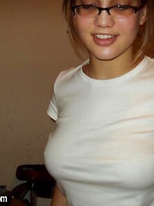Nerdy Chick With Nose Ring Shows Her Breasts