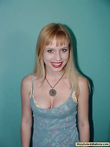 Busty Blonde Girl With Bangs Gives A Hot...