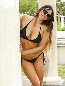 Claudia Romani Wearing A Thong Bikini Around South Beach