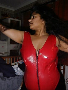 Uk Indian Wife In Red Pvc