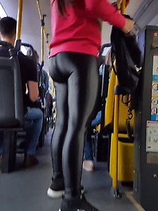 Shiny Leggings On The Bus
