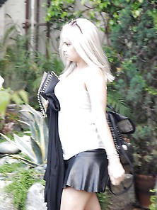 Debby Ryan In Leather Skirt
