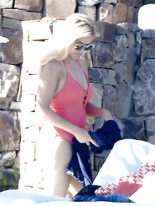 Reese Witherspoon - Red Swimsuit On Vacation