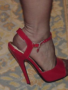 New Highish Red Heels With Nylon Stockings