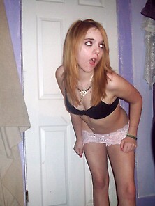 Amateur Blonde Posing At Bedroom