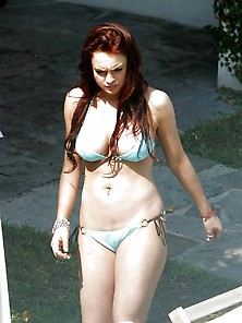 Lindsay Lohan Blue Bikini