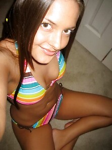 Colorful Bikini Brunette Teen