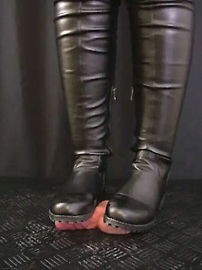 Heavy Trampling Your Dick In Thigh High Leather Boots