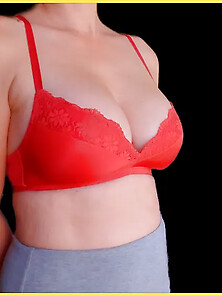 Wifey Looks Angelic In This Red Lace Bra