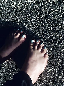 Sweet Blue Polish Feet Nails Young German Ts