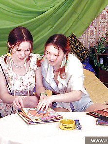 Russian Teen Brunette Lesbians Cunnilingus And Dildo Play