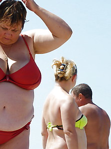 Russian Bbw Mature Big Boobs On Beach! Amateur!