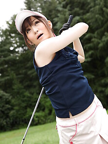 Adorable Japanese Golf Player Not Shy To Hit Ball Without Any Cl