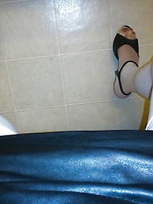 Me In White Stockings,  Leather Dress And Heels