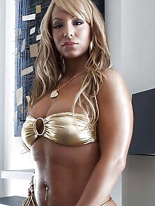 Joanna Shari In A Gold Bathing Suit