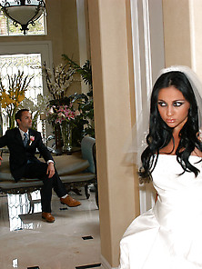 Tanned Brunette Bride Fucking Some Big-Dicked Dude On A King-Siz