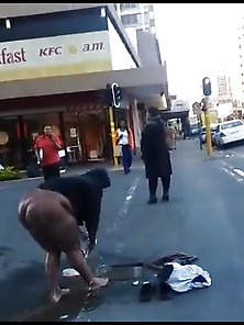 Big Booty Black Female In The Middle Of The Street Naked