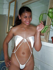 Very Tight Amateur Latina Posing In Mini Bikini