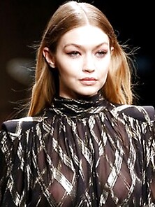 Gigi Hadid See Thru Dress And No Bra On The Runway In Milan