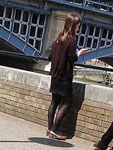 Candid Street Pantyhose - Brit Cunt On The Phone