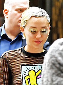 Miley Cyrus Wearing A See Through Shirt While Out In Ny