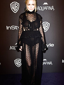 Melissa George Braless In A See Through Dress At The Golden Glob