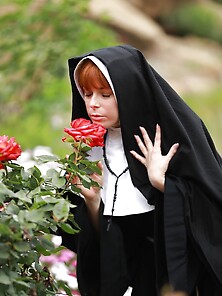 Ginger Nun Exposes Milky Boobs And Untapped Pinky Flower In The