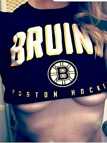 Hot Wife Mrs.  J Showing Some Support For Her Team.  Go Bruins